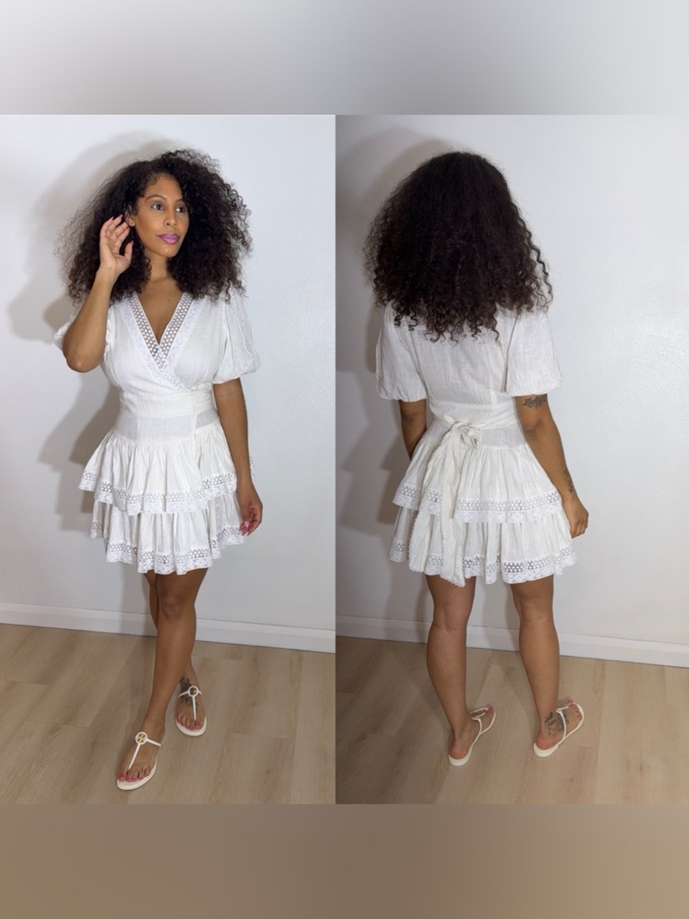 White Tiered Eyelet Mini Dress